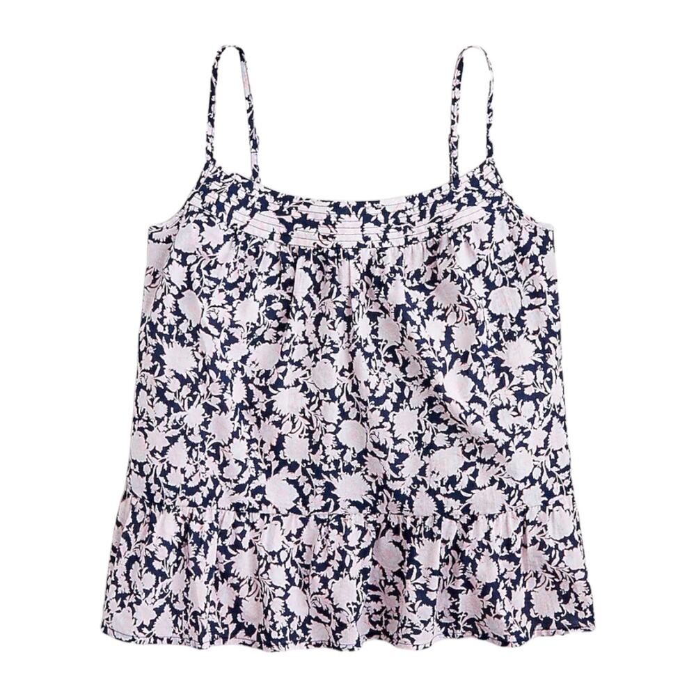 J.Crew Crinkle Cotton Tank Top In Rose Vines Lightweight Summer NWT Size XL